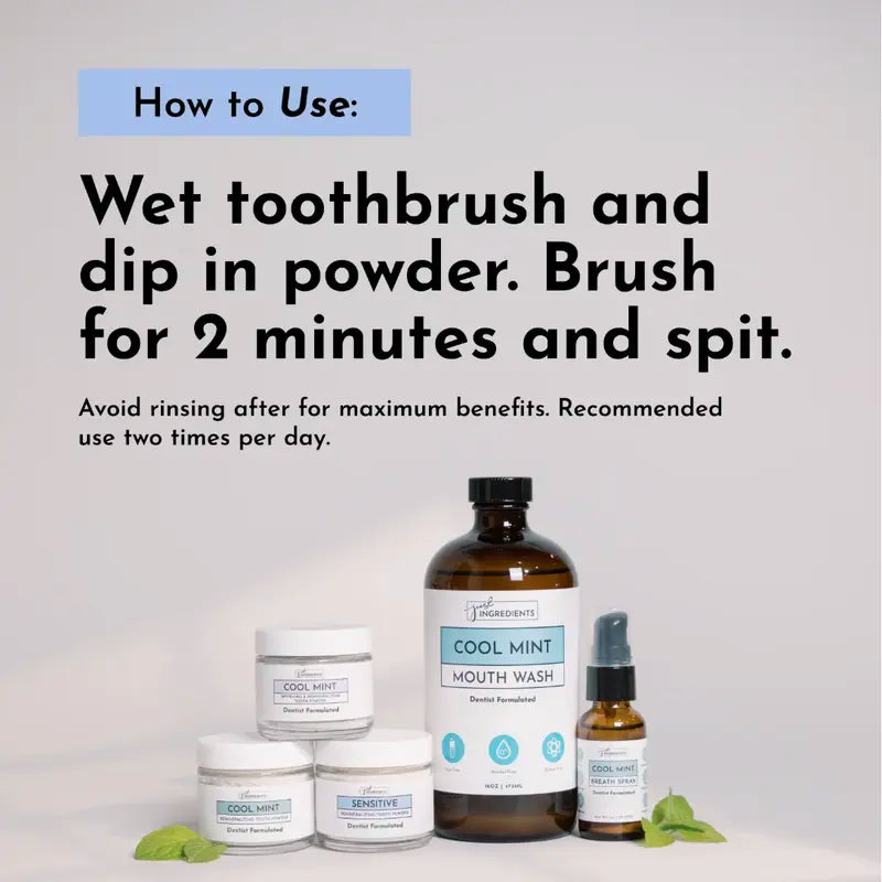 Just Ingredients Remineralizing Tooth Powder - 1.8 Oz - Supports Remineralization & Whitening* - Fluoride-Free Oral Care - Hydroxyapatite, Bentonite & Mineral-Rich Ingredients