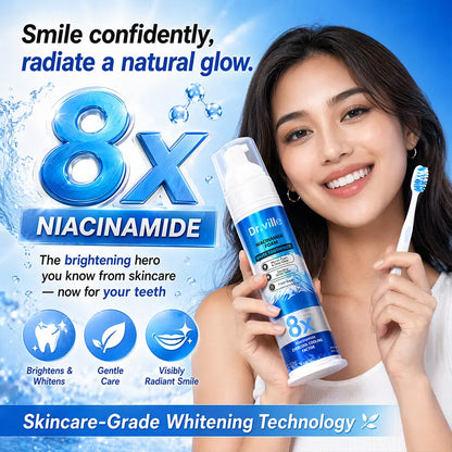 【Family Multi-Pack】Dr.Ville Niacinamide Foaming 8X Brightening Toothpaste, Bamboo & Peppermint Flavor, 100Ml-D, 36 Months/3 Years Shelf Life, Cleansing, Gentle Clean, No Harshness, Fresh Breath All Day, Teeth Whitening, Stain Removal, Daily Oral Care