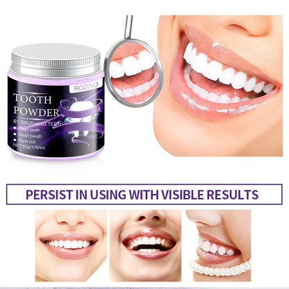 ROZINO Teeth Cleaning Powder - Mild, Sensitive-Friendly Natural Mouth Care for Daily Teeth Brightening, Fresh Breath, Antibacterial Deep Clean Action (50G)