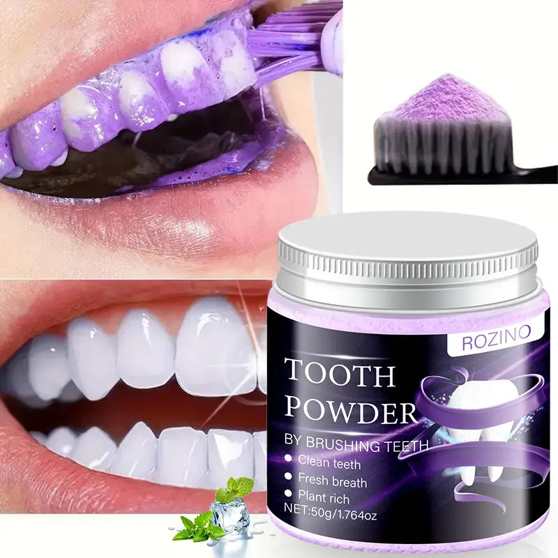 ROZINO Teeth Cleaning Powder - Mild, Sensitive-Friendly Natural Mouth Care for Daily Teeth Brightening, Fresh Breath, Antibacterial Deep Clean Action (50G)