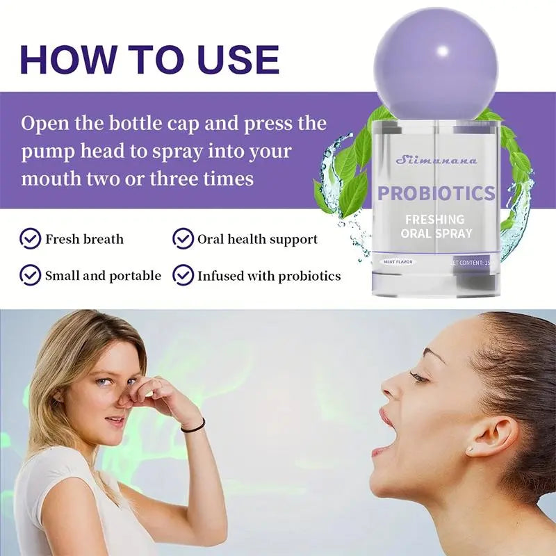 Oral Spray Bottle (15Ml) - Sugar-Free Liquid Oral Care for Adults, Portable Selfcare for Daily Minty Fresh Breath, Long-Lasting Effect