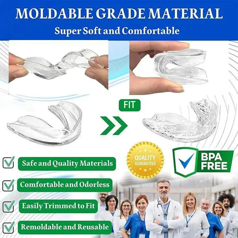 Adults' 4-Pack Unscented EVA Moldable Mouth Guards - Mouthpiece, Clenching Stopper, Reusable, Easy-To-Carry Protective Case, Personalized Fit Night Guard for Teeth Grinding, Sports & Whitening, Easy-To-Follow Instructions