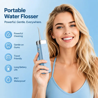 Mini Water Flosser for Travel, Cordless Oral Irrigator IPX7 Waterproof, 180Ml Large Tank Portable Dental Cleaner, USB Rechargeable, Multi-Mode Teeth & Gum Care for Braces & Sensitive Teeth
