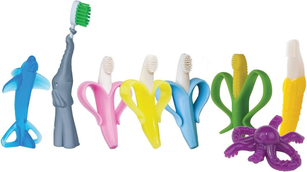 ® Yellow Toothbrush-Teether, Infant to Toddler, Made in USA, Butter-Soft Silicone, No Micro-Plastics, Bendable, Family-Owned Buisness since 2009, 11 Million+ Sold