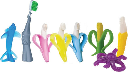 ® Yellow Toothbrush-Teether, Infant to Toddler, Made in USA, Butter-Soft Silicone, No Micro-Plastics, Bendable, Family-Owned Buisness since 2009, 11 Million+ Sold